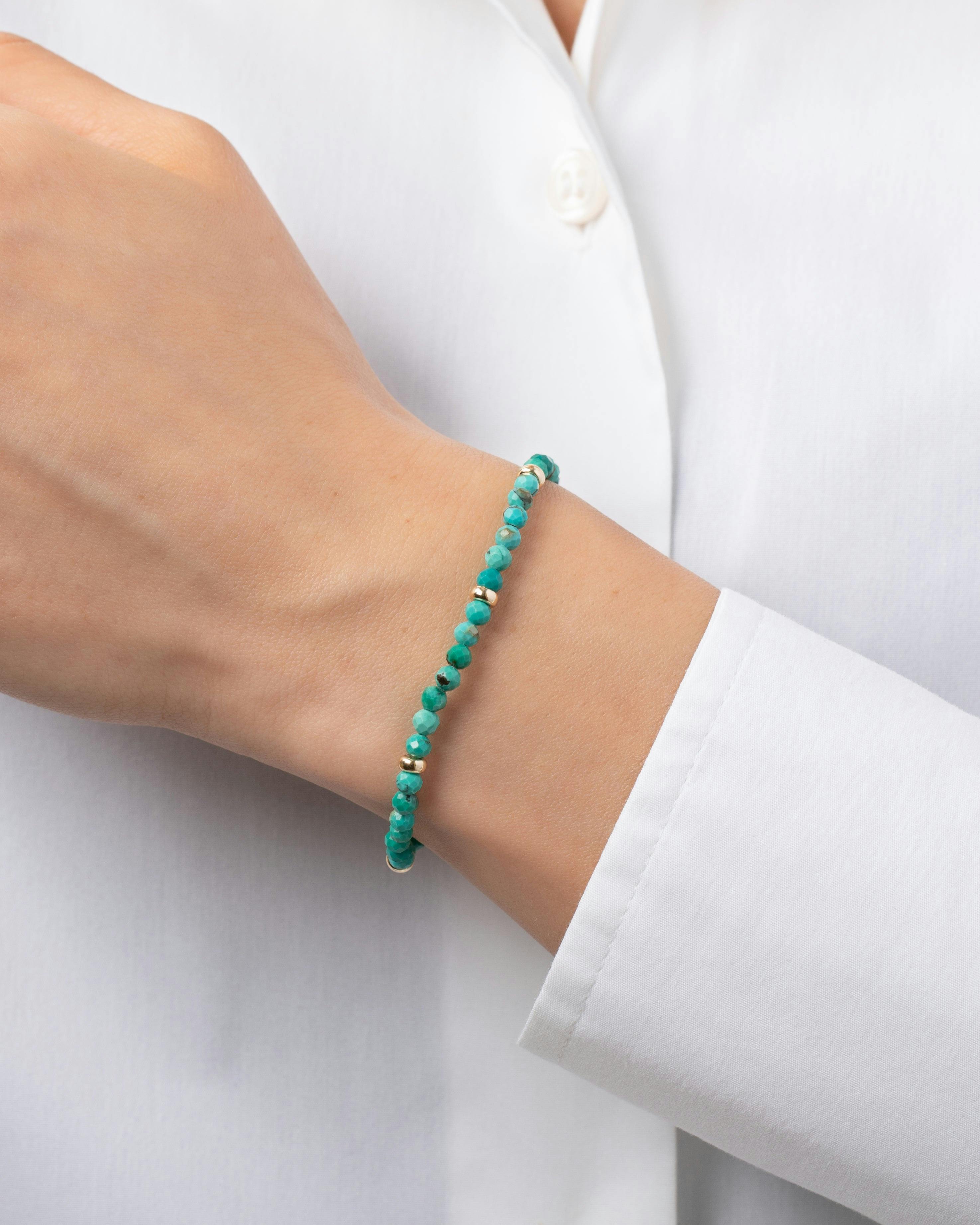 14K Gold Turquoise Segment Bead Bracelet