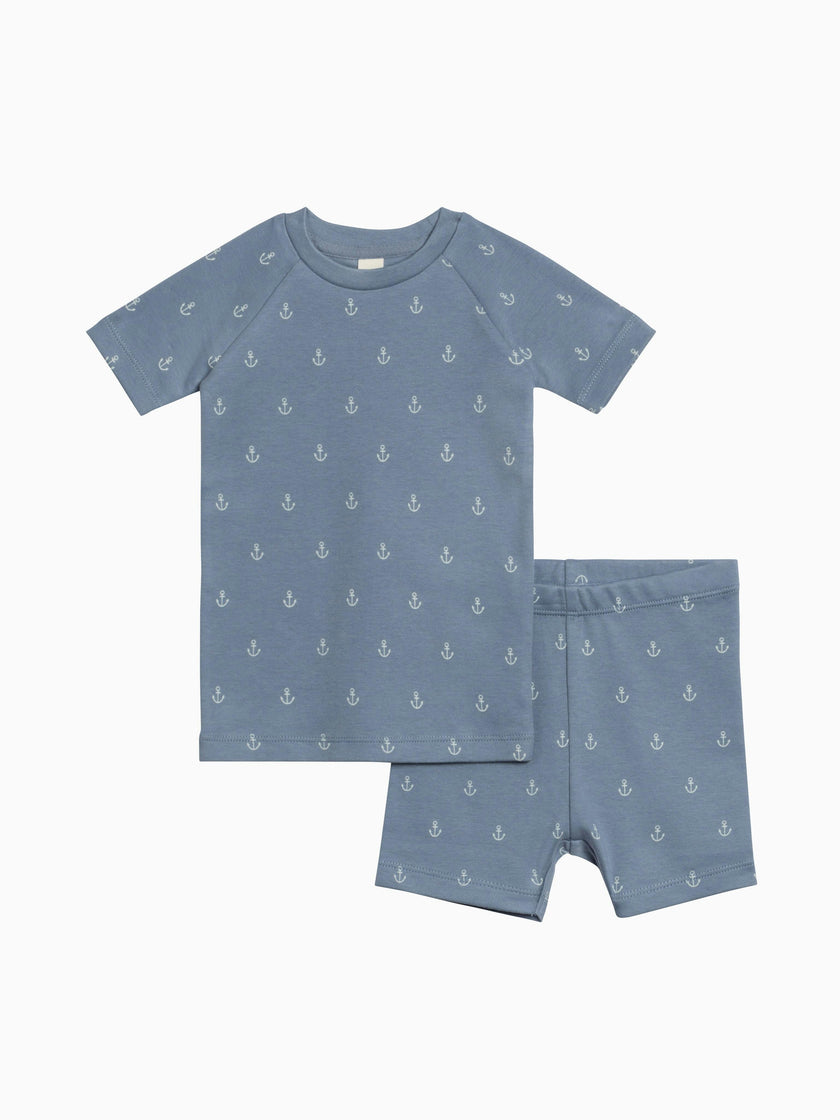 2-Piece Short Sleeve Jammie Set - Anchor / Sea + Powder