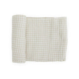 Cotton Muslin Swaddle Blanket - Tan Gingham