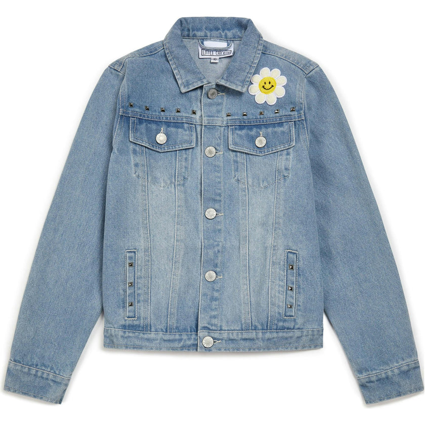 Studded Lightning Bolt Denim Jacket, Blue