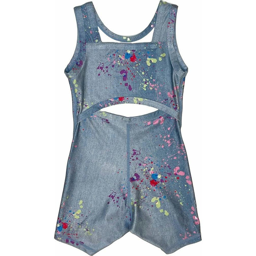 Girls Thick Straps Mid Back Cut Out Leotard