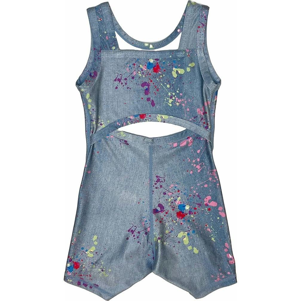 Girls Thick Straps Mid Back Cut Out Leotard