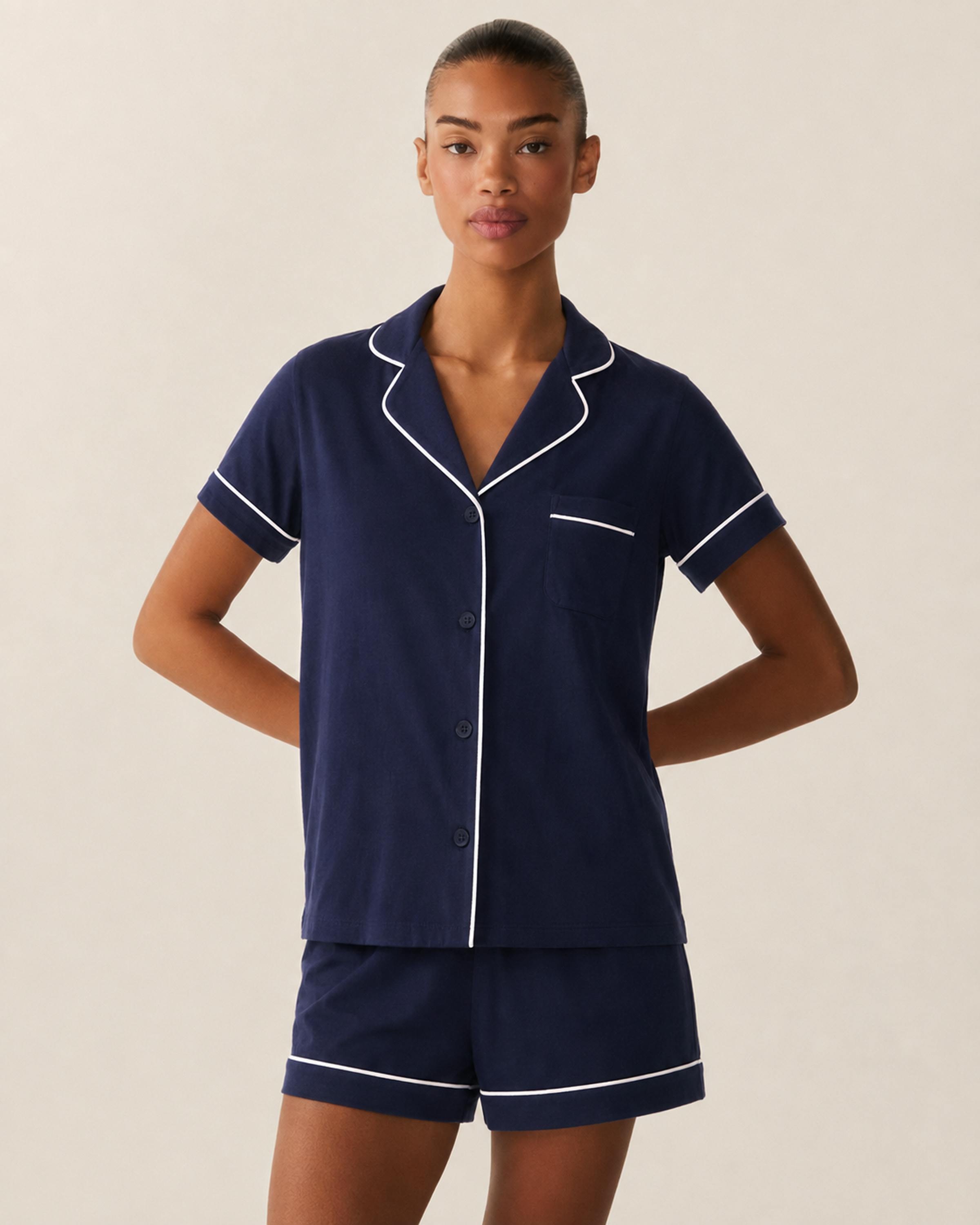 The Poppy Lightweight Pima Short Set in Navy
