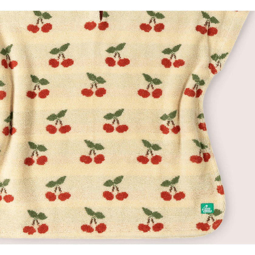 Little Cherries Baby Towel Poncho, Cream