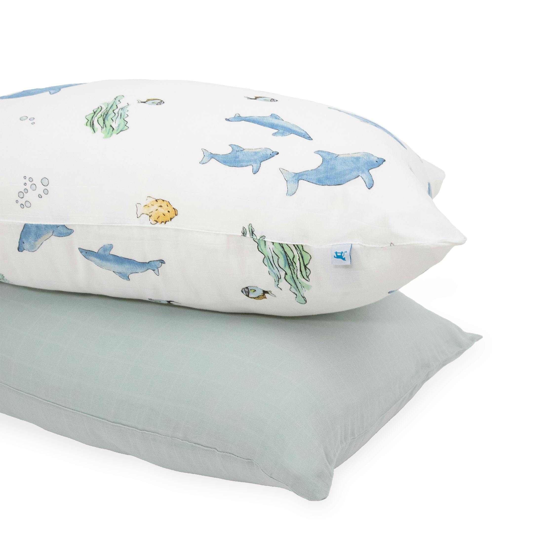 Cotton Muslin Pillowcase 2 Pack - Whales
