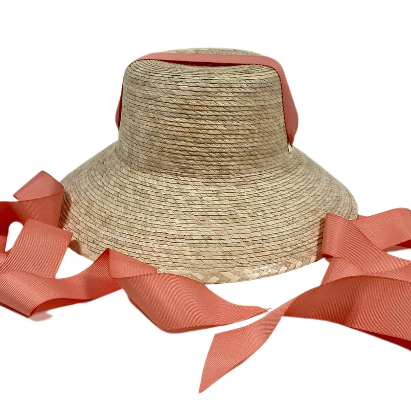 Palmetto Girl’s Hat - Long Coral Grosgrain Ribbon
