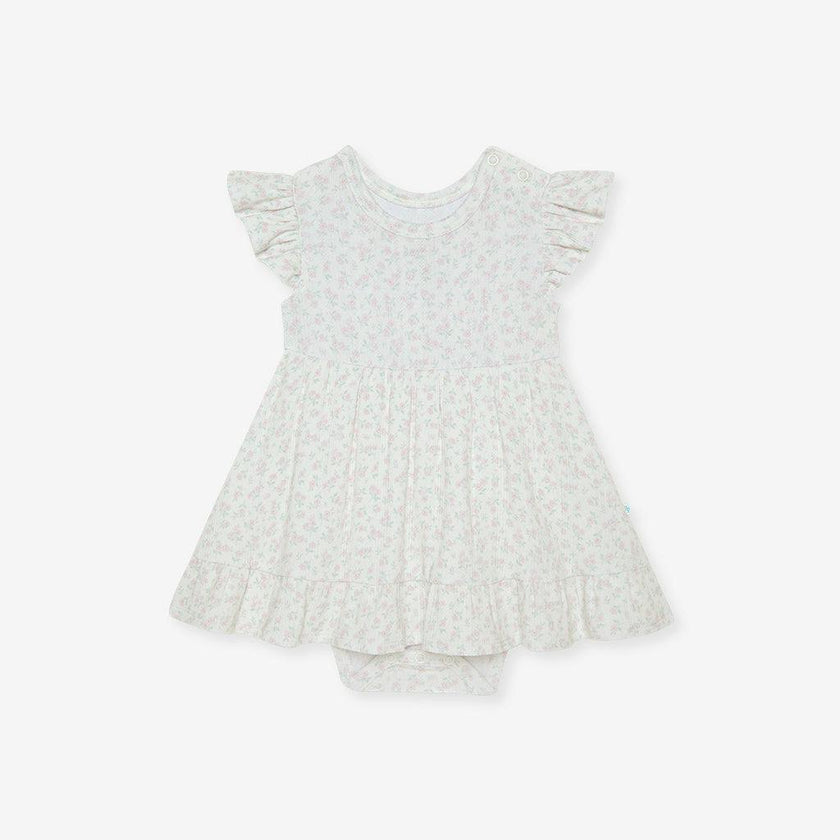 Andina Cream Pointelle Ruffled Bodysuit Dress
