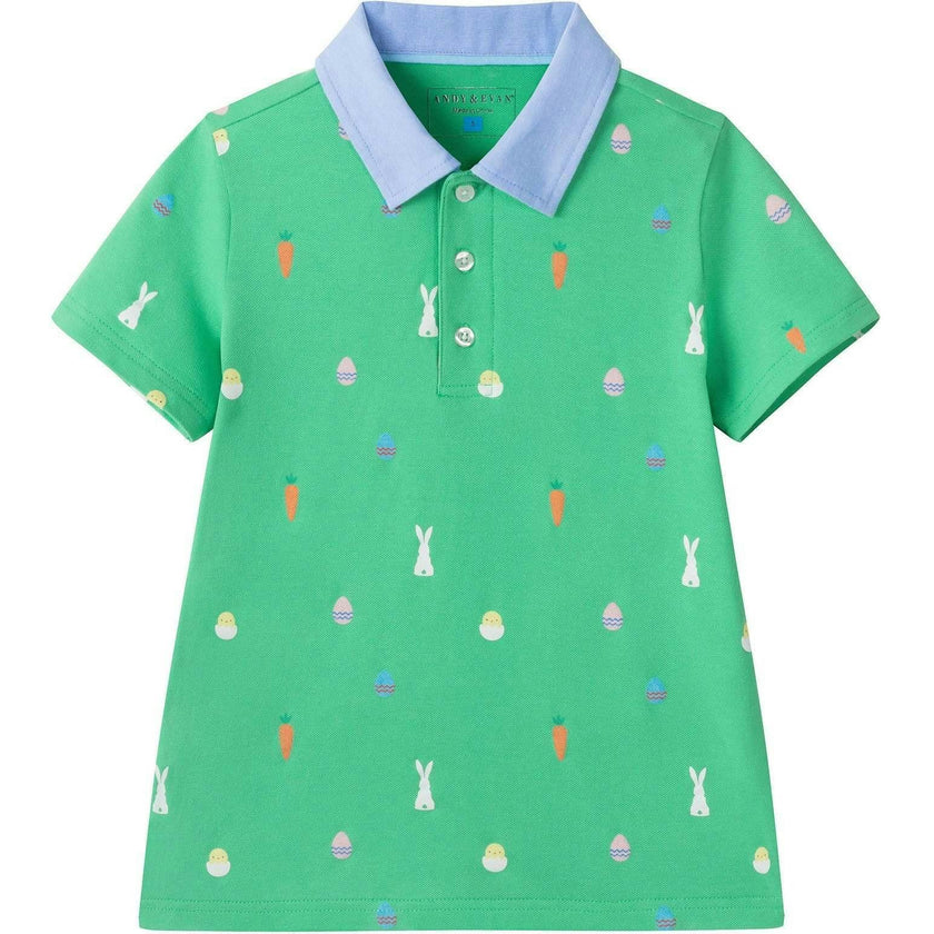Boys Knit Polo & Short Set | Bunny Toss