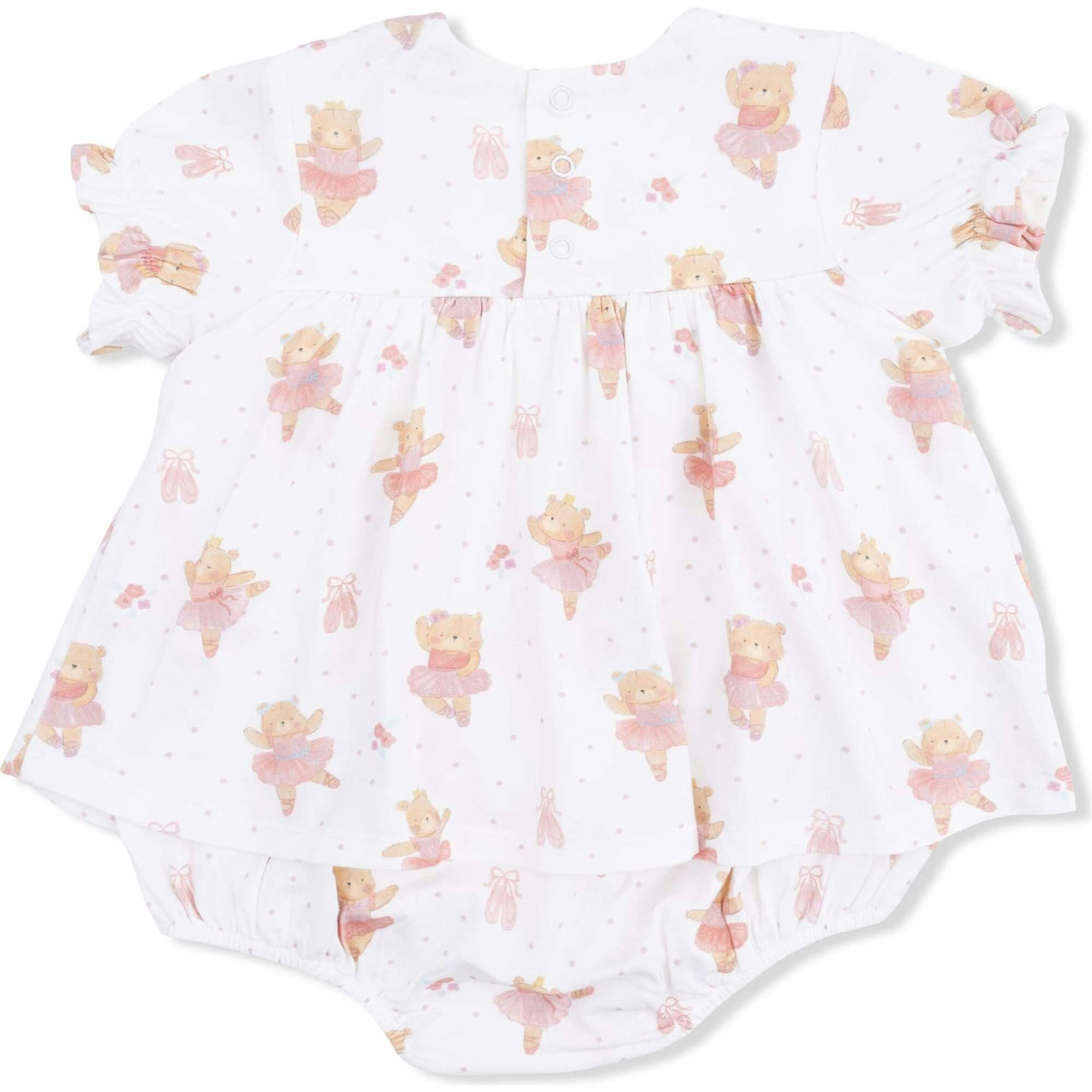 Teddy Bear Ballerina - Smocked Ruffle Bubble with Skirt