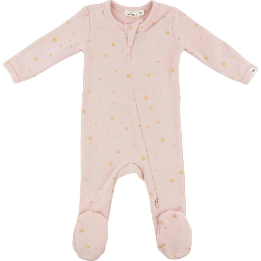Mini Gold Star Foil Zipper Footie