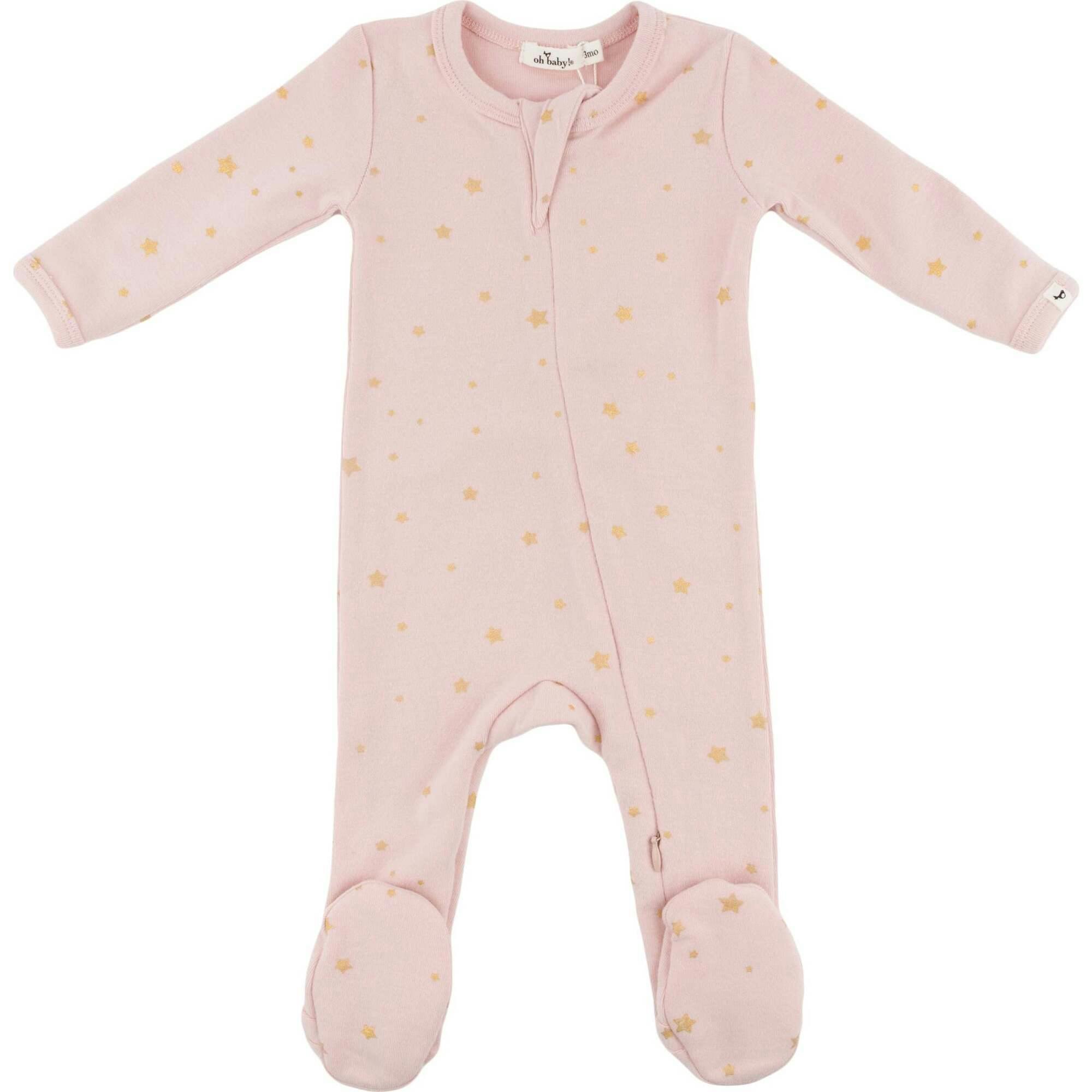 Mini Gold Star Foil Zipper Footie