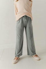 Girls Acid Wash Comfy Pant in Shadow Green