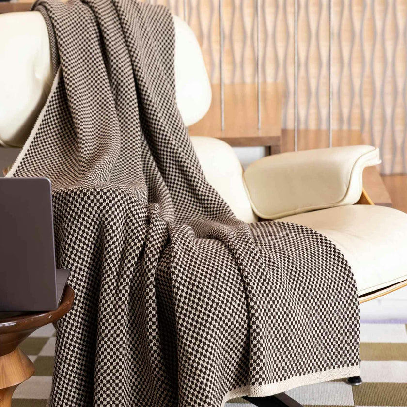 Cotton Sustainable Knit Geometric Throw Blanket - Checkerboard