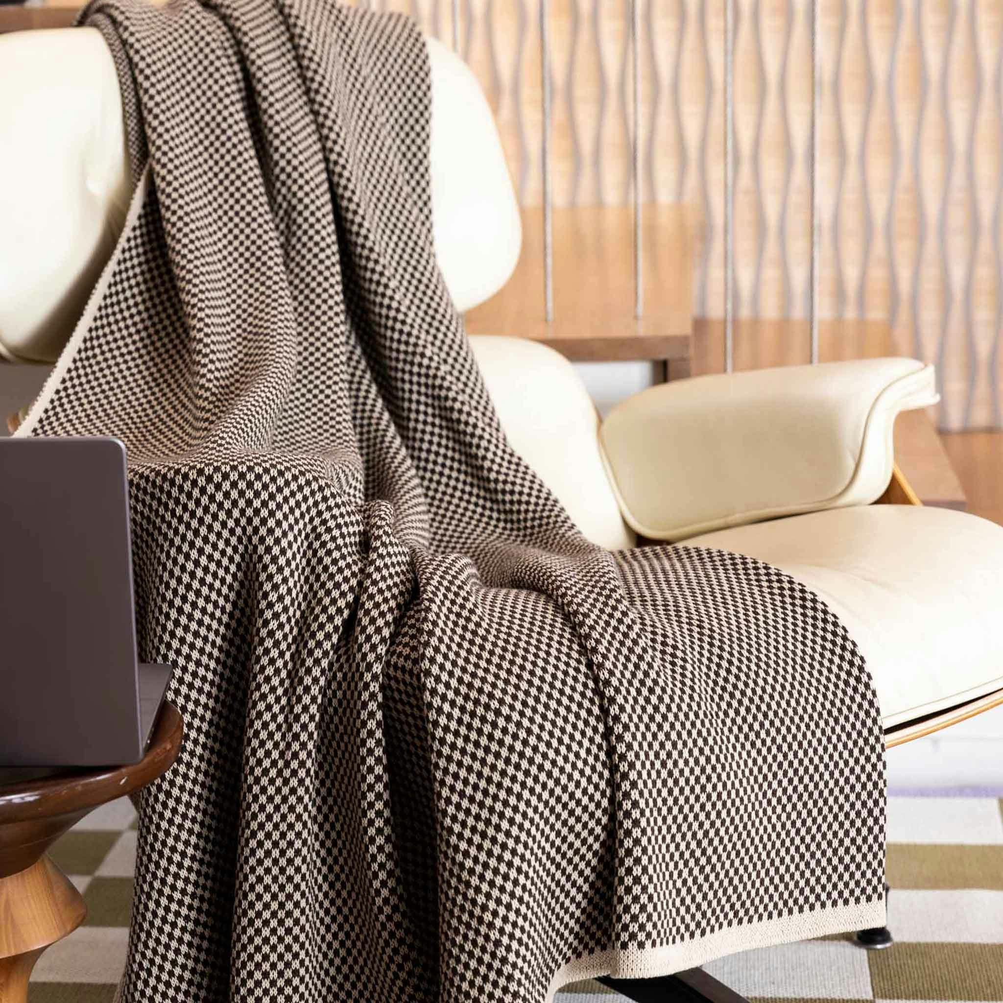Cotton Sustainable Knit Geometric Throw Blanket - Checkerboard