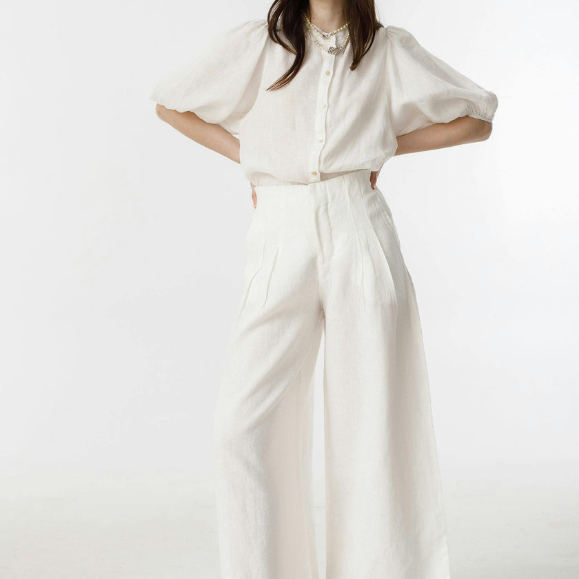 Culotte Linen Pants - Off White