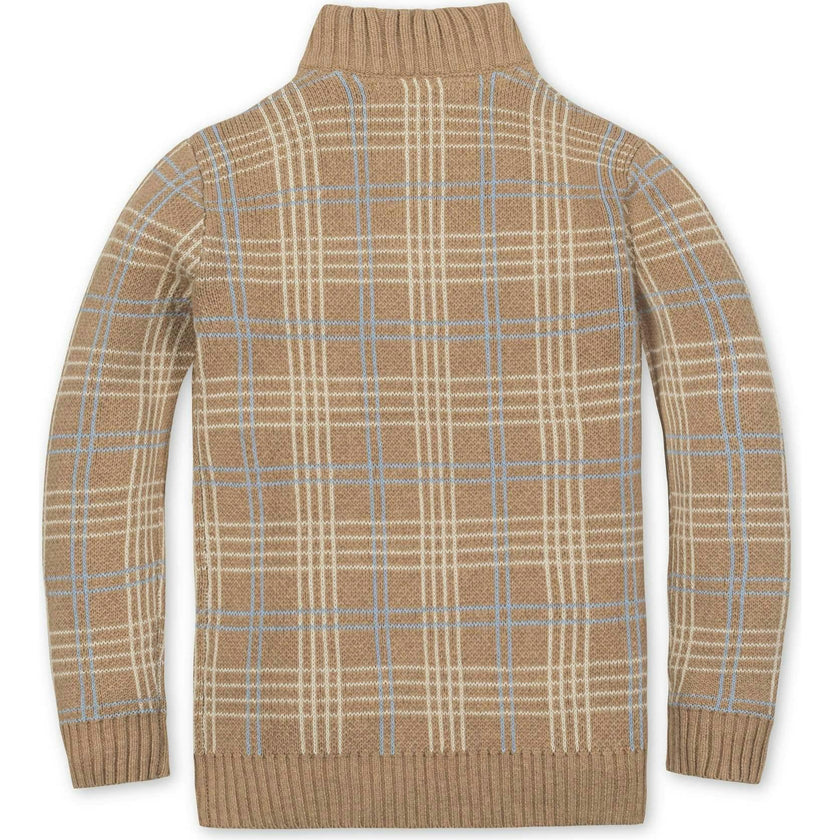 Organic Mock Neck Intarsia Sweater, Beige