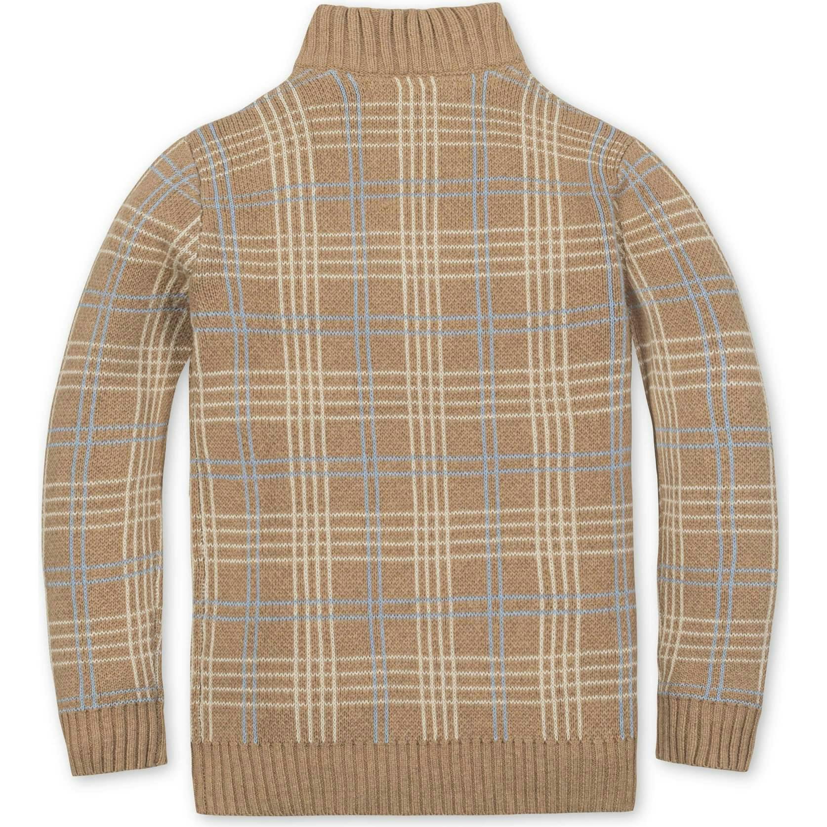 Organic Mock Neck Intarsia Sweater, Beige