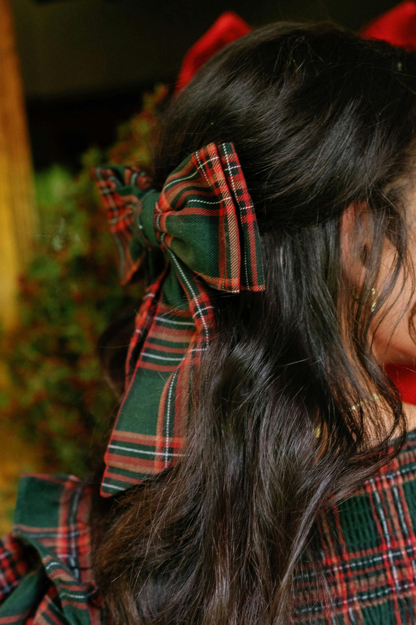 Hair Bows in Evergreen Plaid