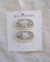 Crochet Clip Set - White Daisy