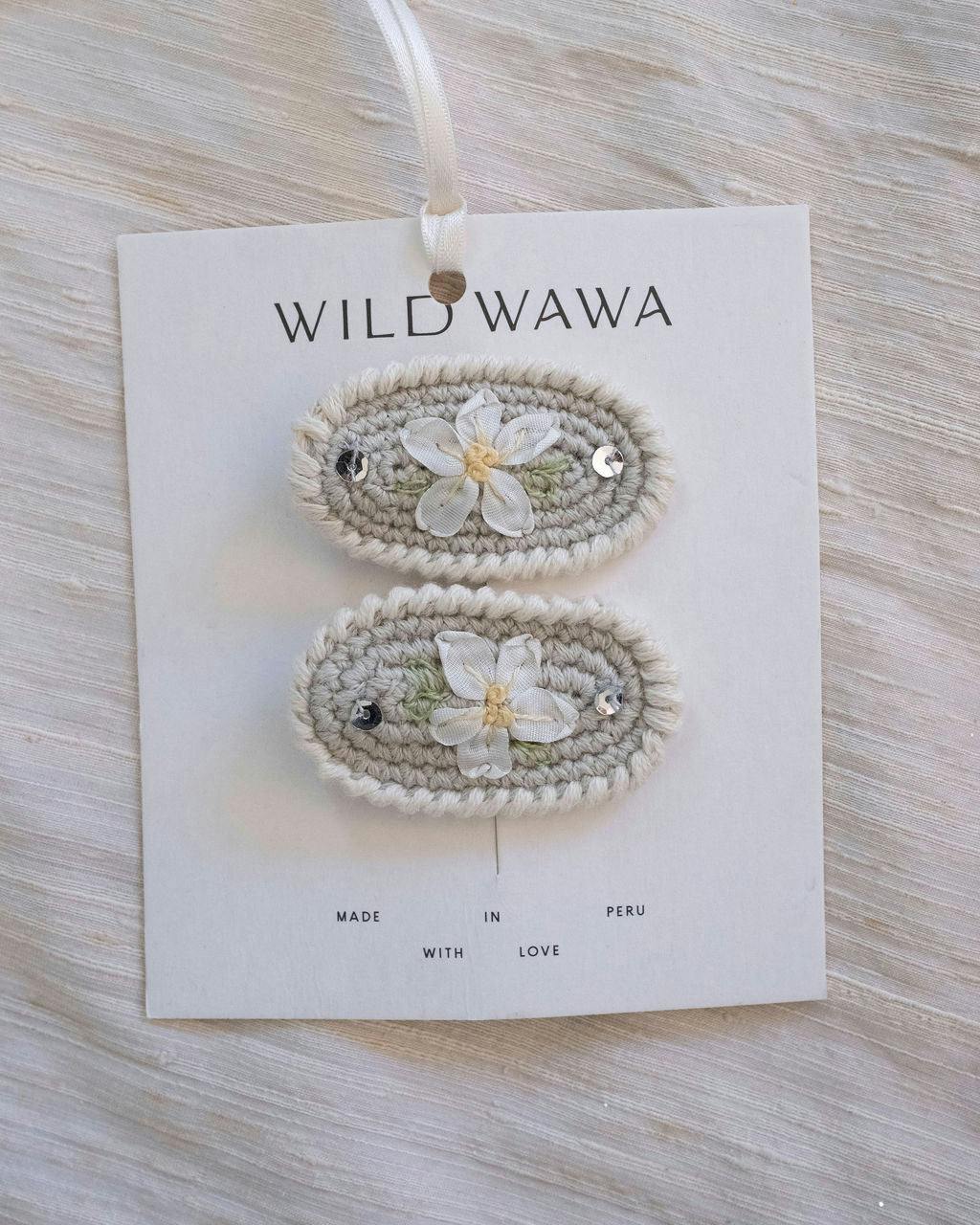 Crochet Clip Set - White Daisy