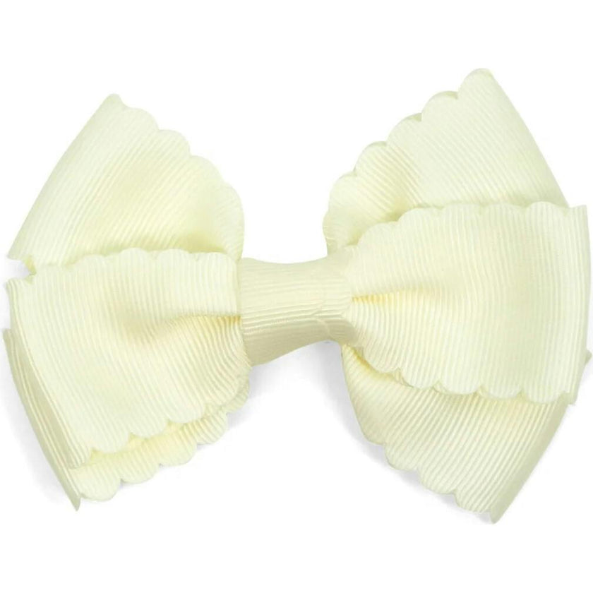 Grosgrain Scalloped Bow Hair Clip (Buttercream)