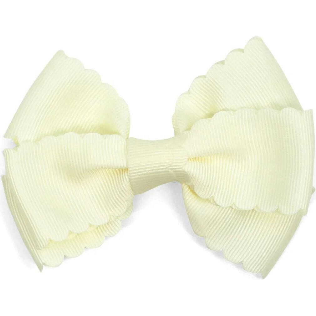 Grosgrain Scalloped Bow Hair Clip (Buttercream)