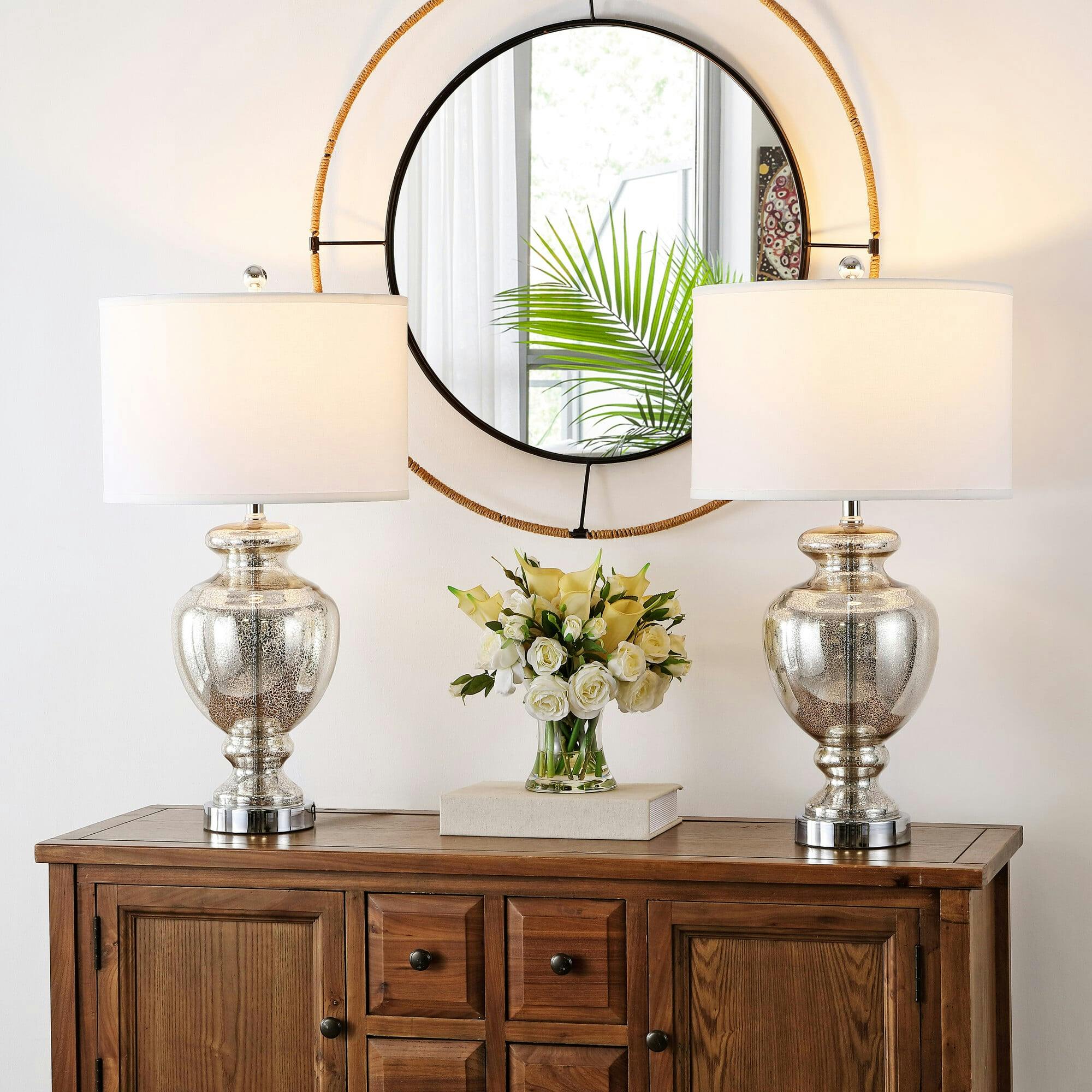 Morocco Mercury Glass Table Lamps With USB Port