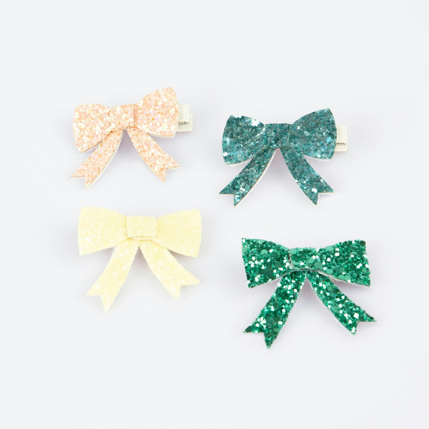 Glitter Bow Hair Clips