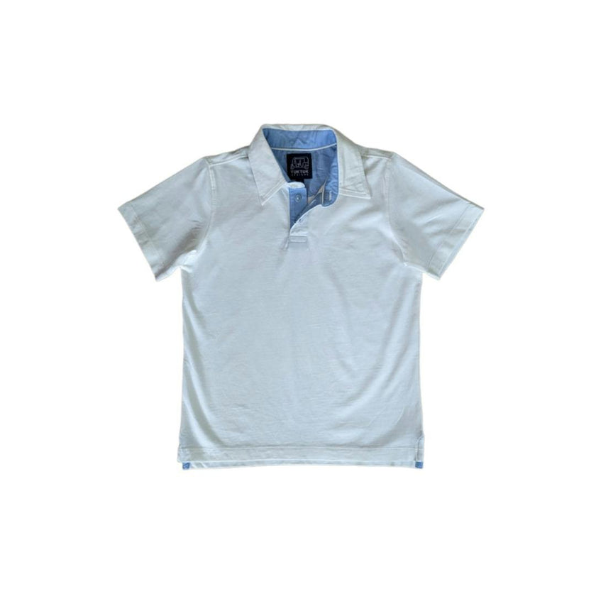 White with Chambray Trim Polo