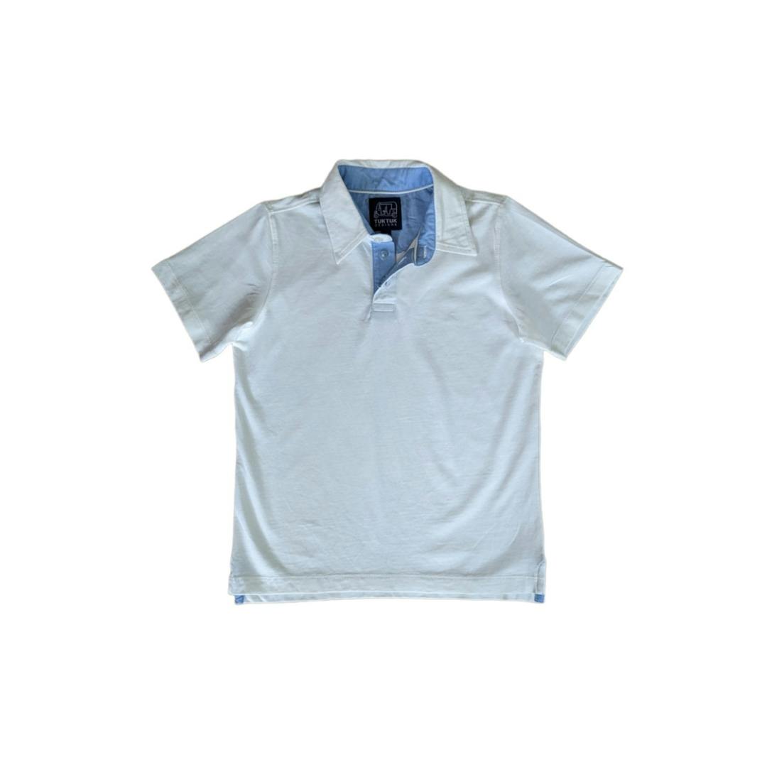 White with Chambray Trim Polo