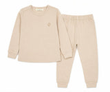 Girl Beige Pajama Set in Pima Cotton