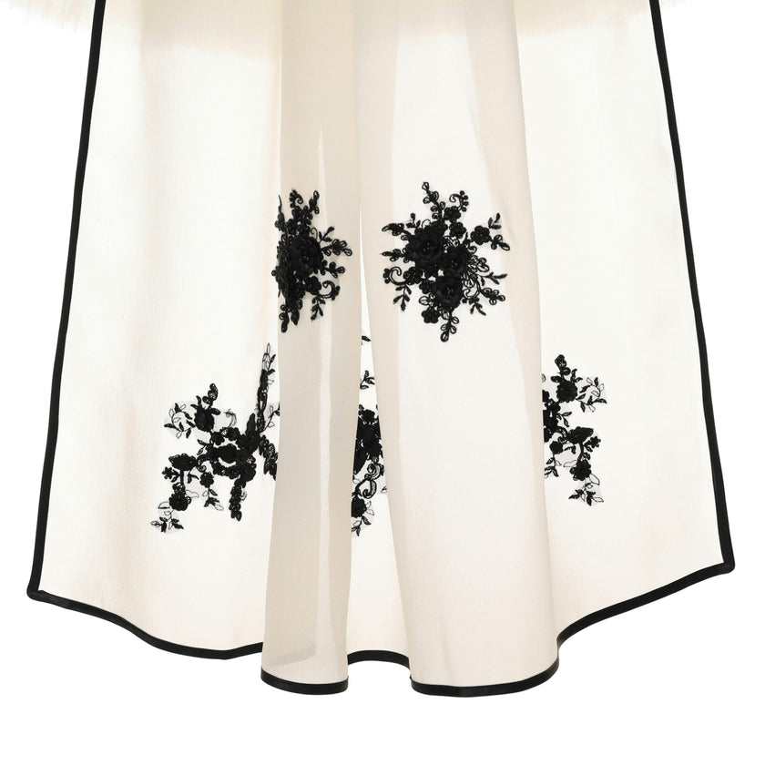 Ivory Rosienne Tulle Overlay Floral Appliqué Dress