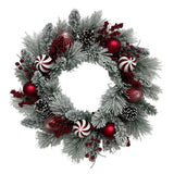 26" Flocked Pinecone, Berry & Ornament Wreath Pre-Lit