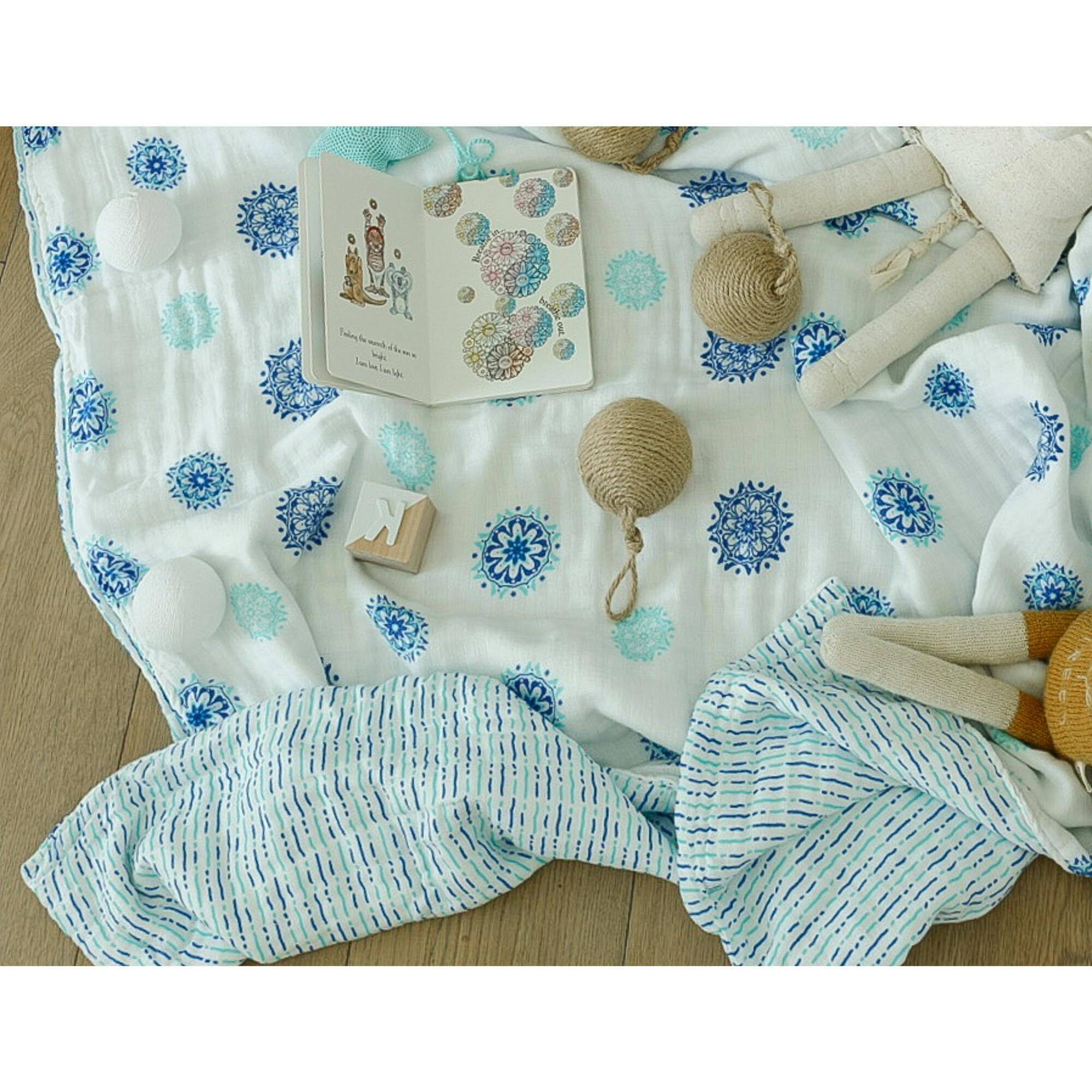 Organic Muslin Four-Layer Reversible Snug Blanket