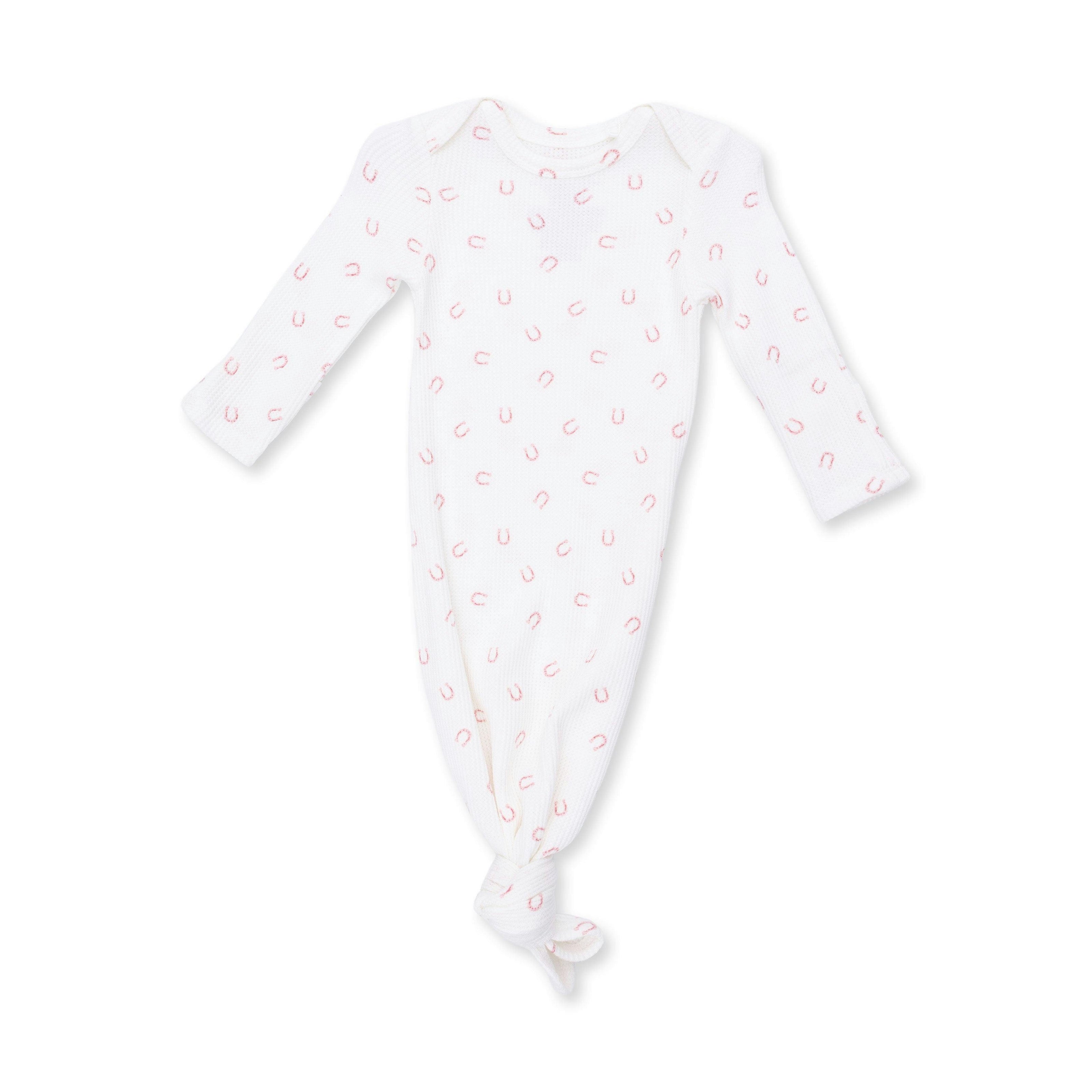 Little Horseshoes Pink - Knotted Gown and Knot Headband