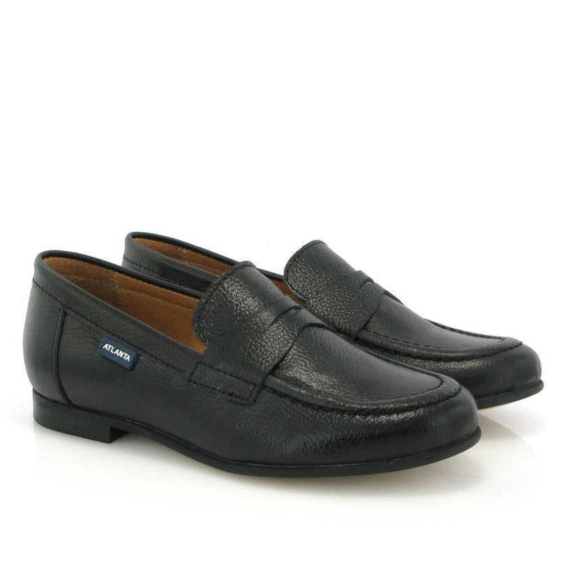 Grainy Leather Teresa Classic Loafers, Black
