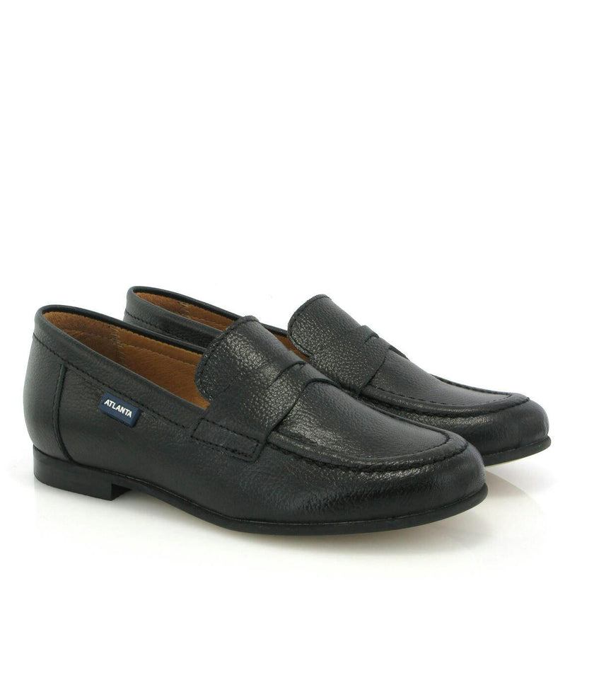 Grainy Leather Teresa Classic Loafers, Black