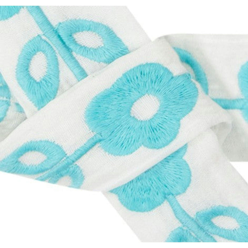 Embroidery Belt Aqua Floral Embroidery, Floral Embroidery
