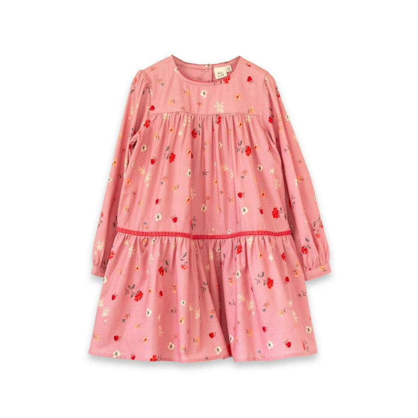 Piper Tiered Dress with Velvet Trim | Sunday Pink