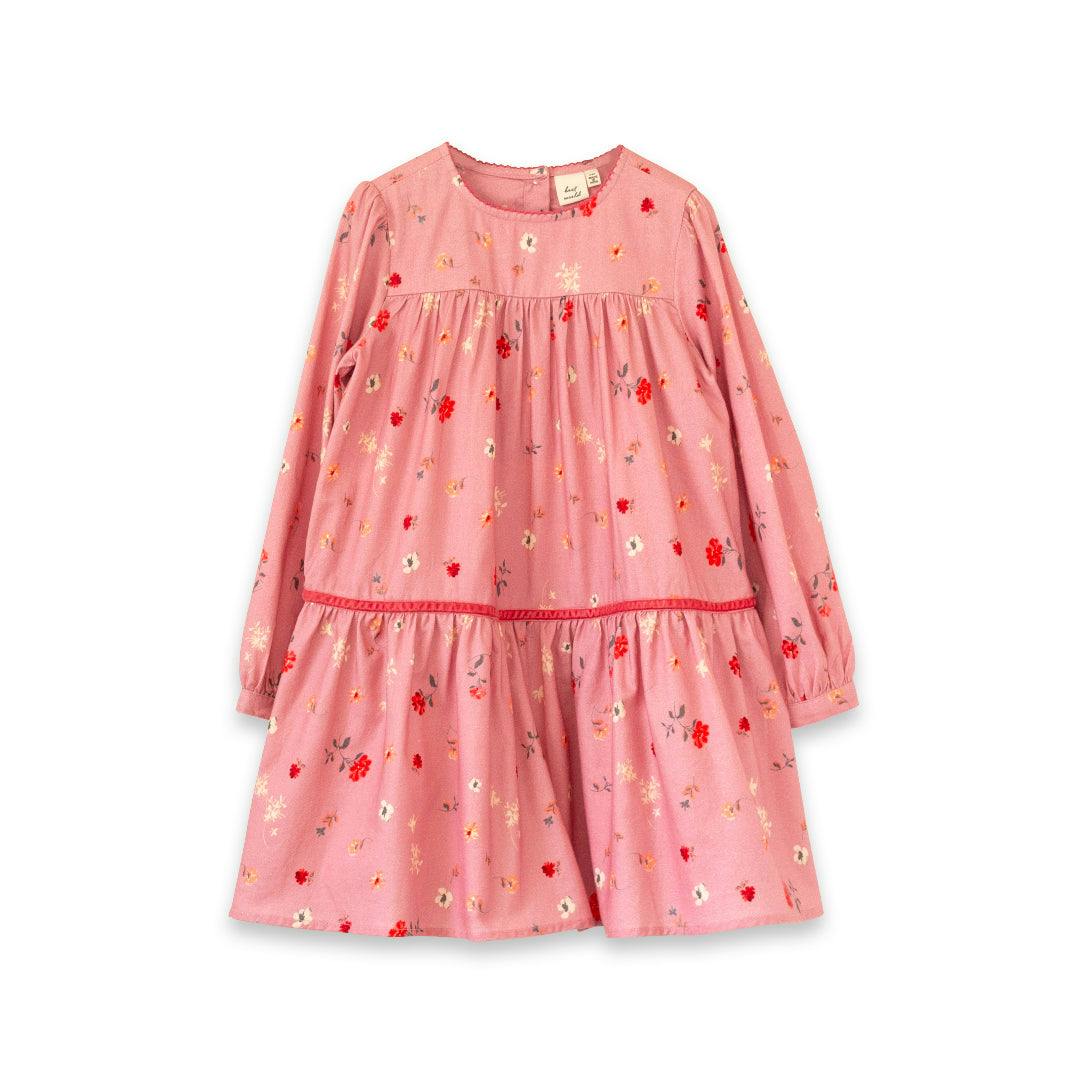 Piper Tiered Dress with Velvet Trim | Sunday Pink