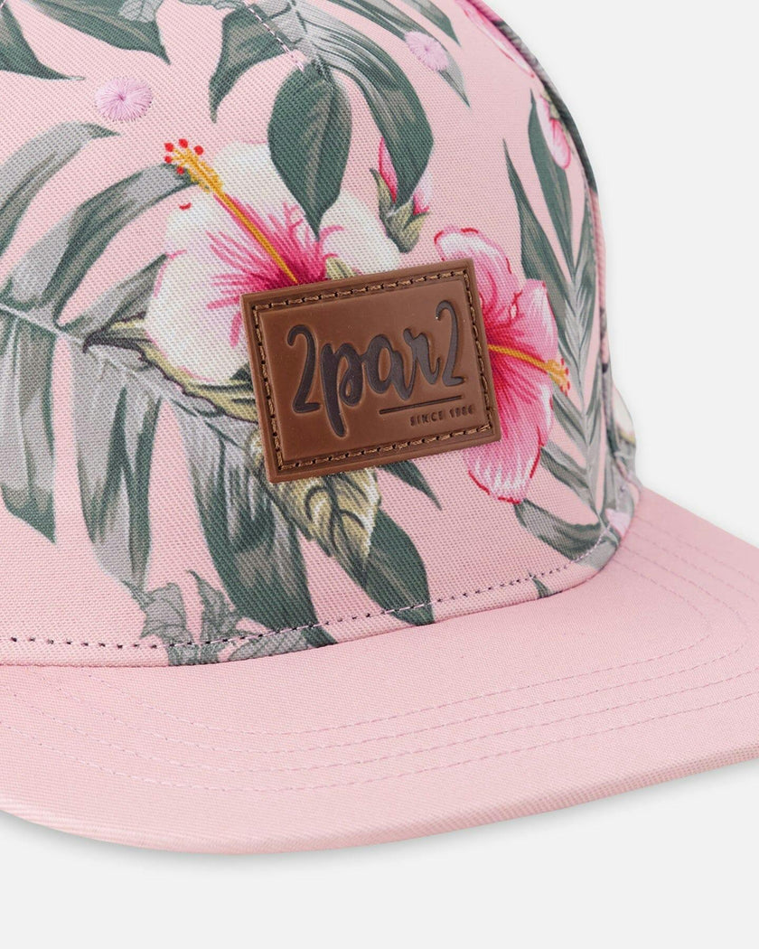 Cap Pink Hibiscus Print