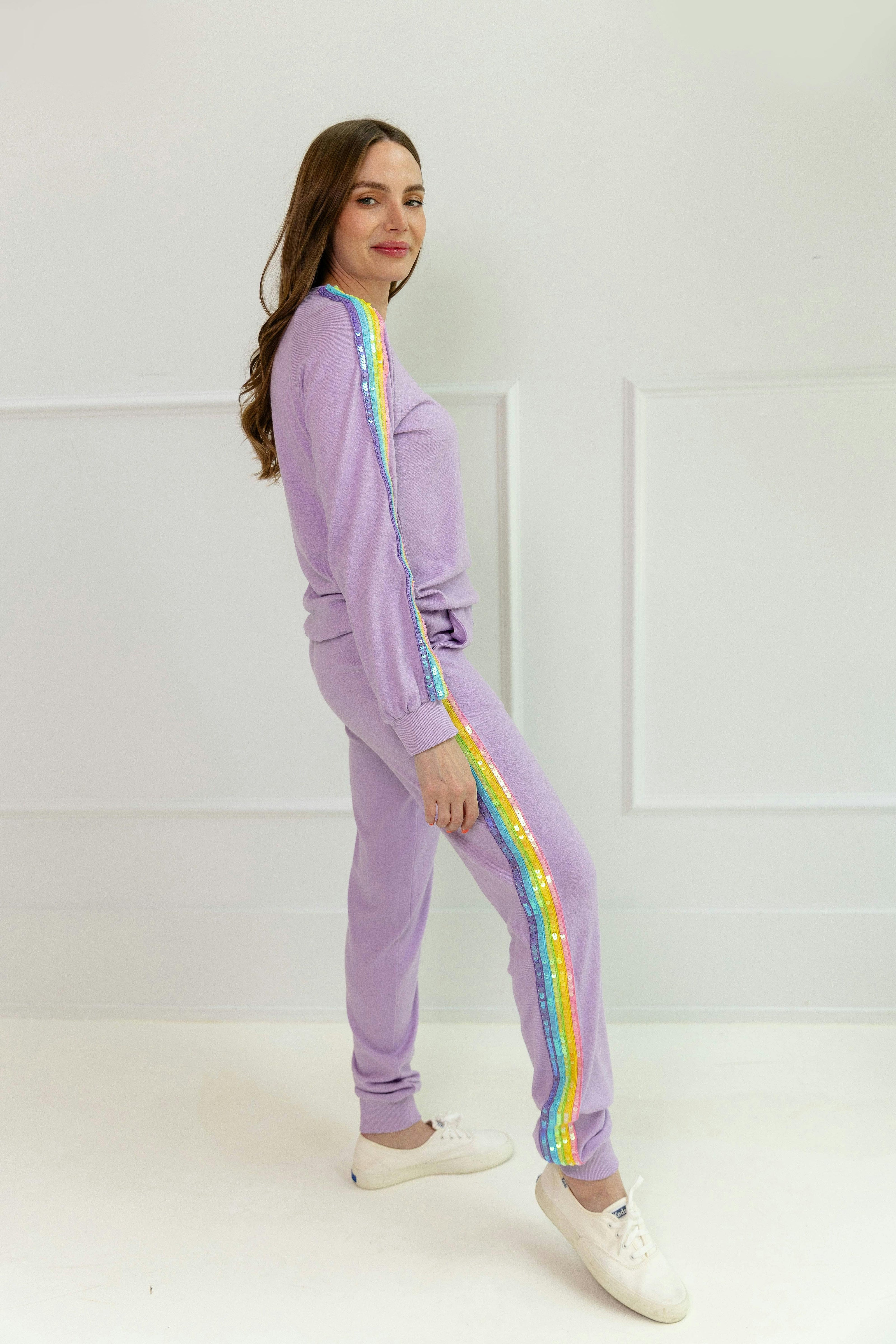 Women's Lavender Rainbow Sequin Set