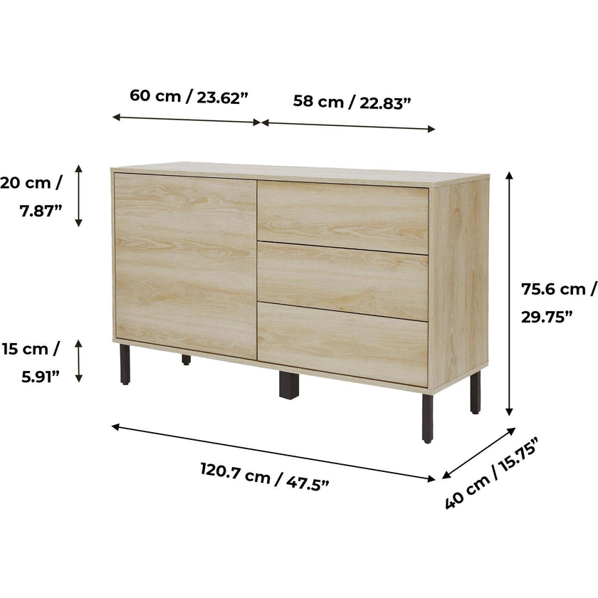 Cairo 3 Drawer Sideboard