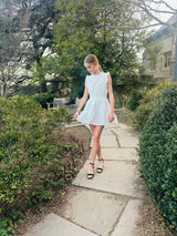 White Ruffle Shoulder Sleeveless Dress