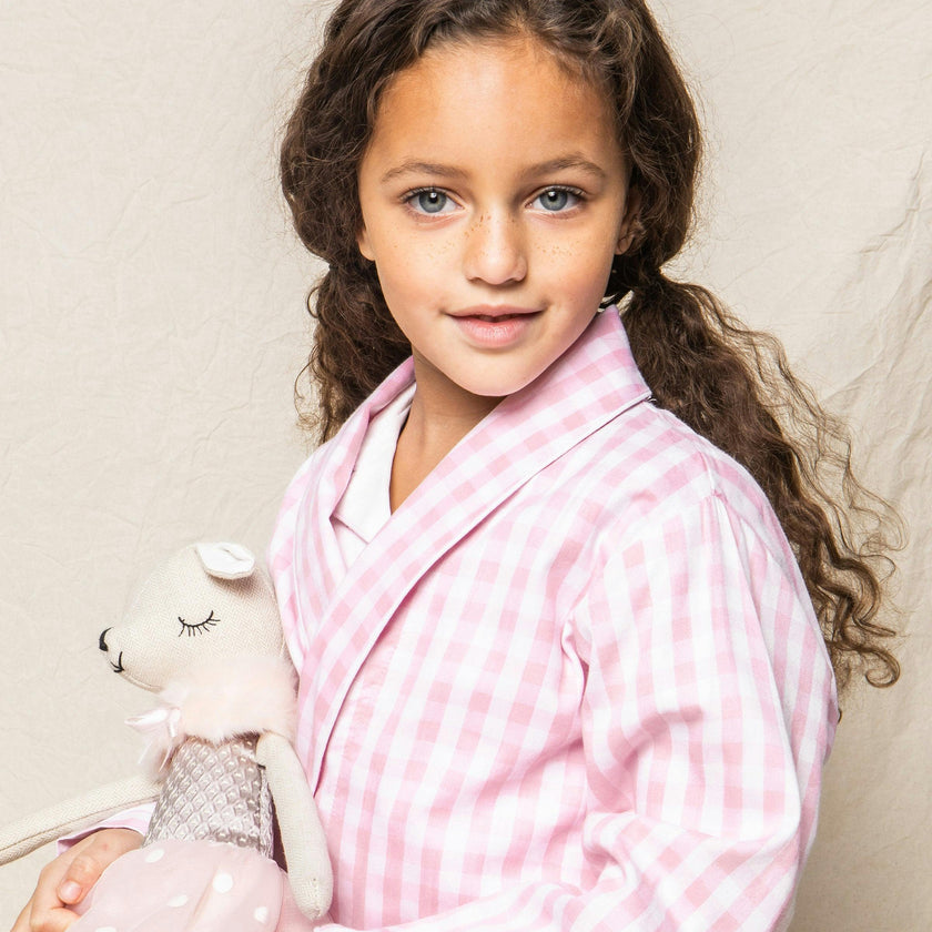 Kid's Twill Robe in Pink Gingham