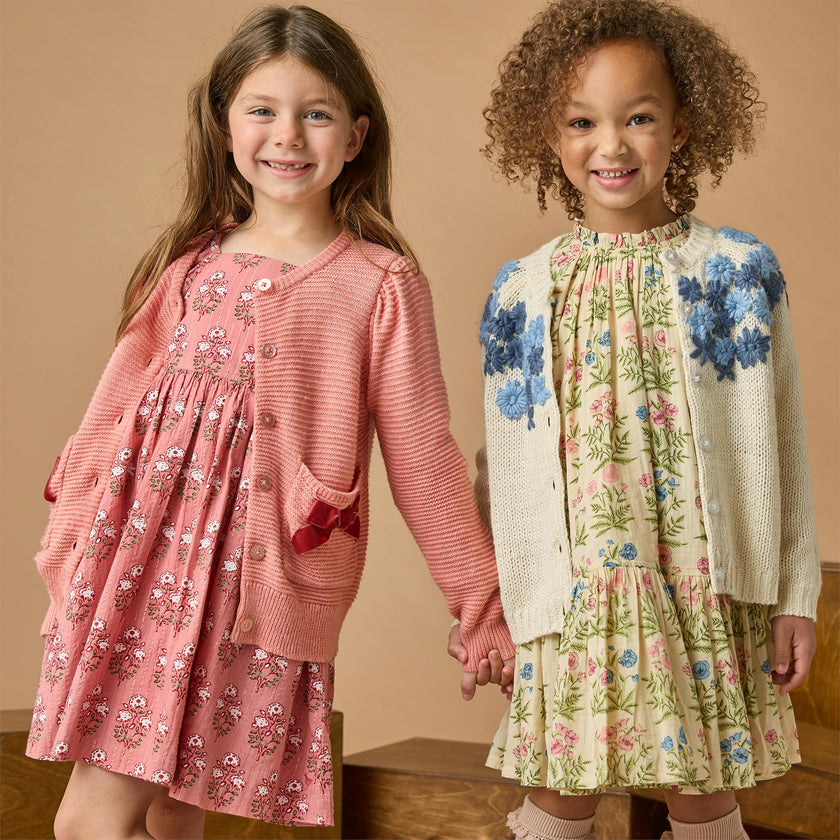 Girls Bow Pocket Sweater - Red Velvet Bows