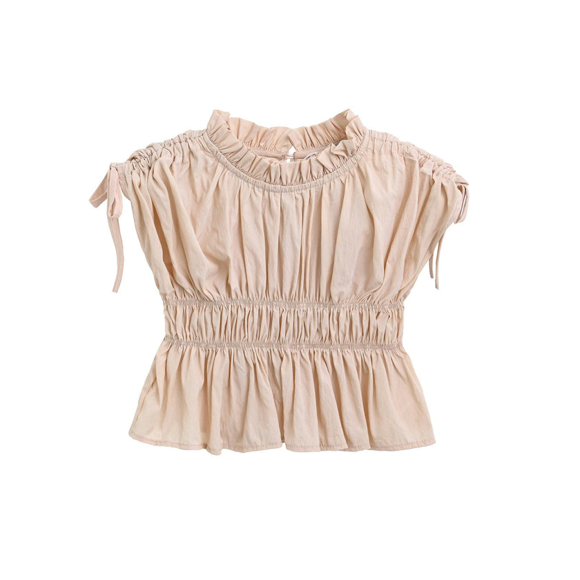 Beige Ruffle Bow Outfit Set