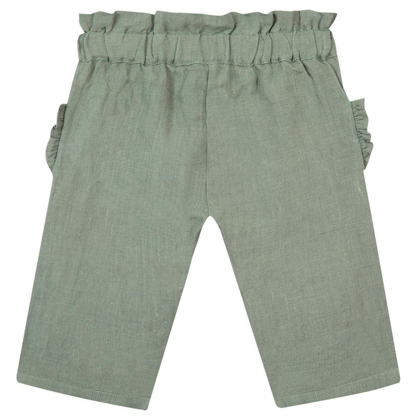 Frilly Pockets Linen Baby Pants