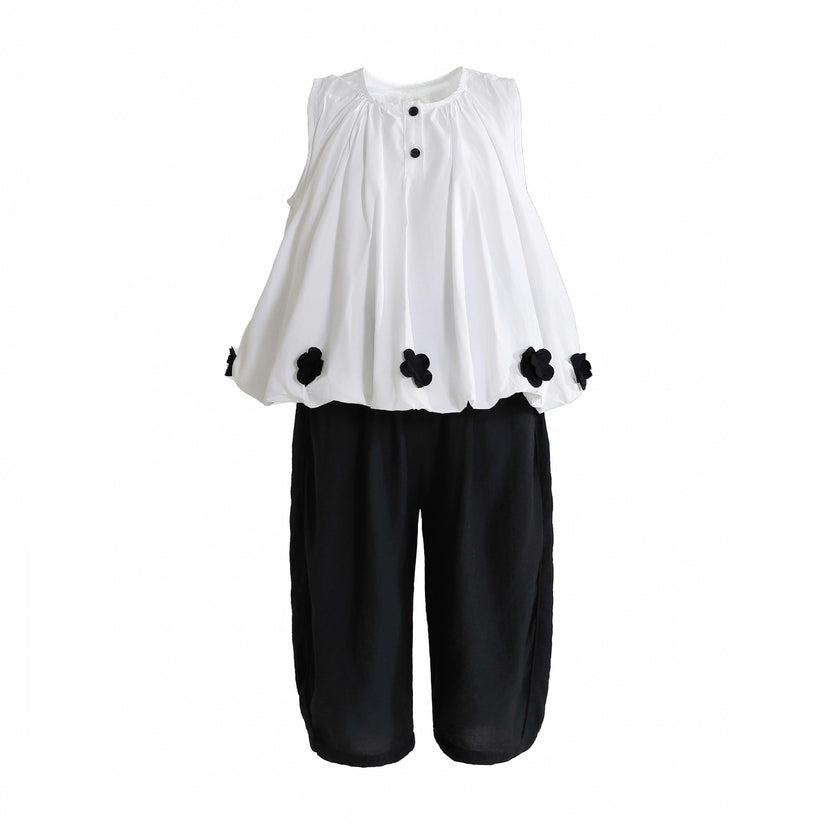 White Floral Pants Set