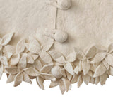 Handmade Felted Wool Overlapping Flowers Border Cream Christmas Tree Skirt 26"/48"/64"/72" Arcadia Home